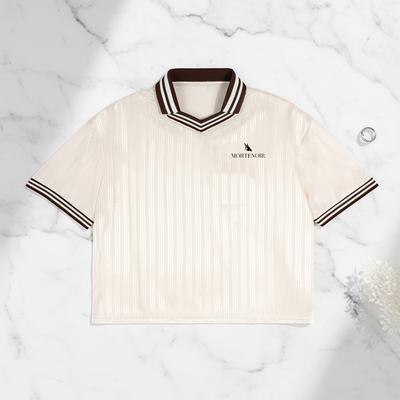 Contrast Stripes Polo Collar T-Shirt Flat Lay