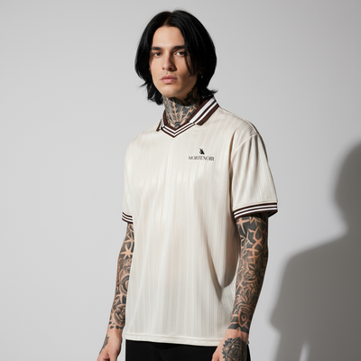 Contrast Stripes Polo Collar T-Shirt Front View