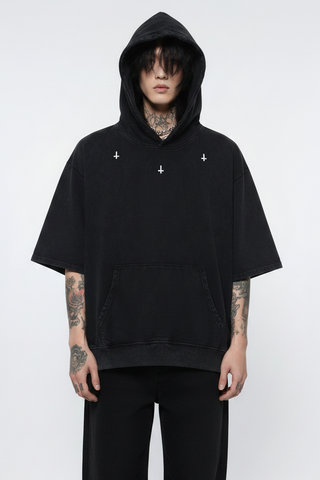 Triptych Cross Mineral Wash Hoodie Hoodies & Jackets By MorteNoir