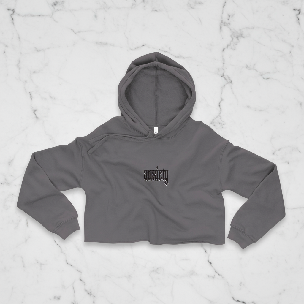 CROP Hoodie Storm Front Flat Lay - White Stone