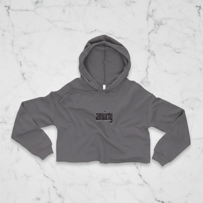 CROP Hoodie Storm Front Flat Lay - White Stone