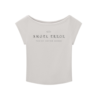 Angel Error Boxy Crop Tee T-Shirts & Crop Tops Light Gray By MorteNoir