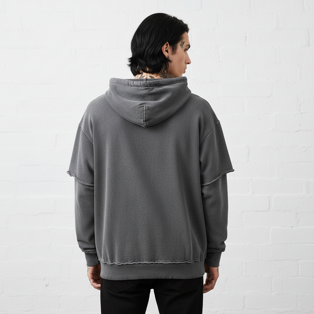 Dark gray hoodie back view