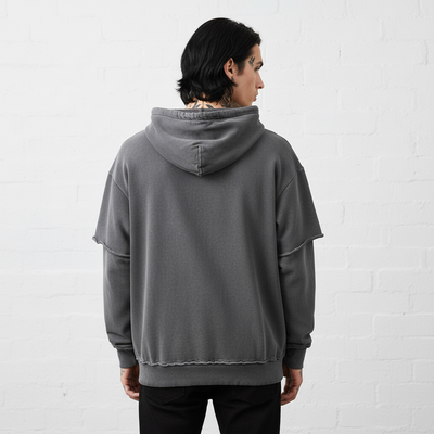 Dark gray hoodie back view