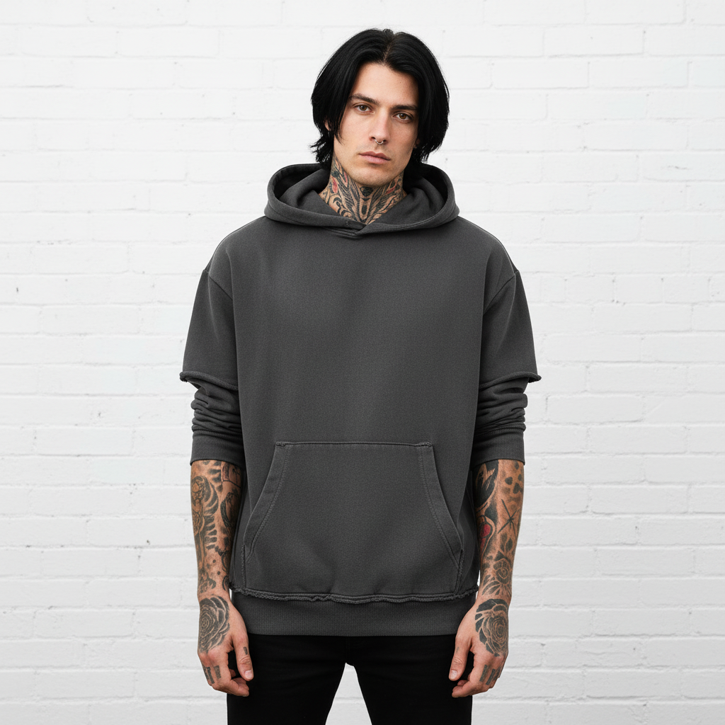 Dark gray hoodie front view