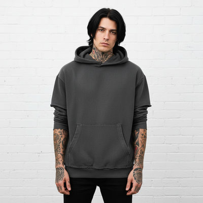 Dark gray hoodie front view