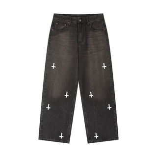 Cursed Cross Denim Jeans Jeans & Trousers Black By MorteNoir
