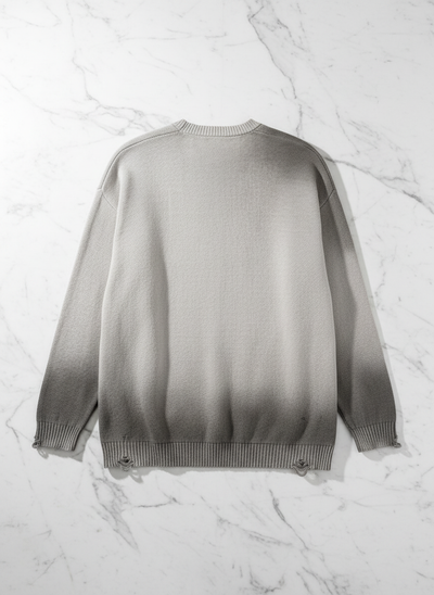 Distressed Gradient Knit Sweater - Flat Lay Back