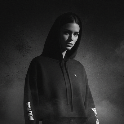 Female Model in MorteNoir Crop Hoodie