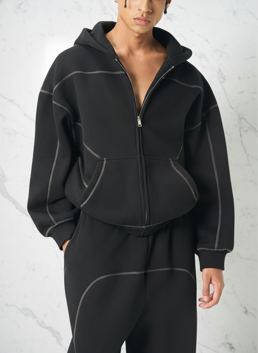 Front zipped view with background