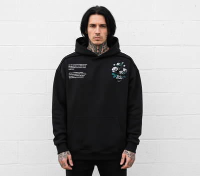 God Mode Hoodie - Male Model Front View No Drawstrings