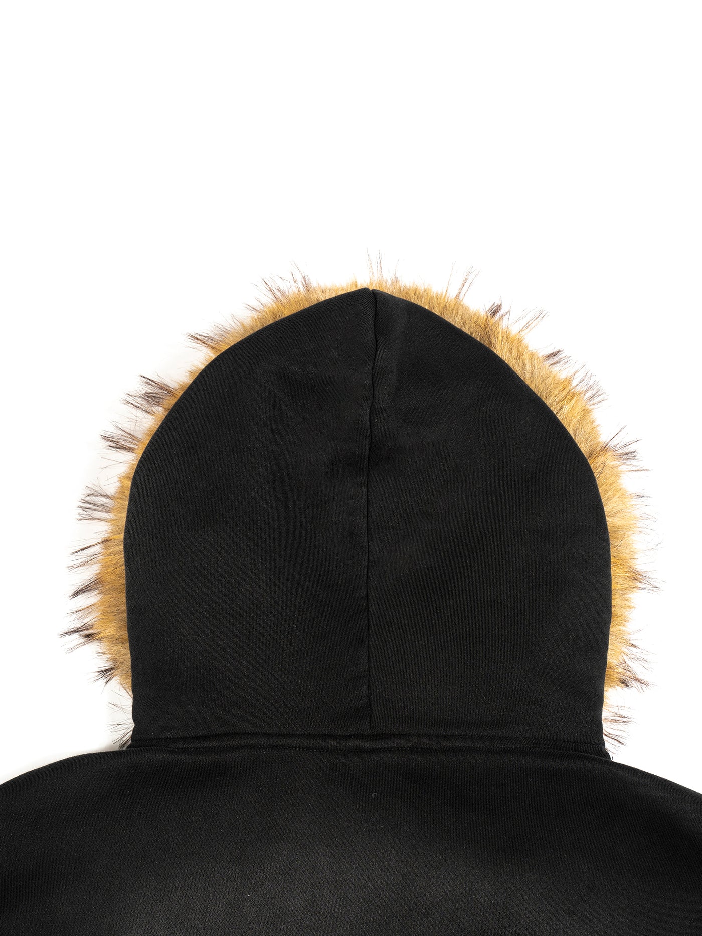 MorteNoir Black Fur-Trimmed Hoodie - Boxy Oversized Zip-Up with Detachable Hood