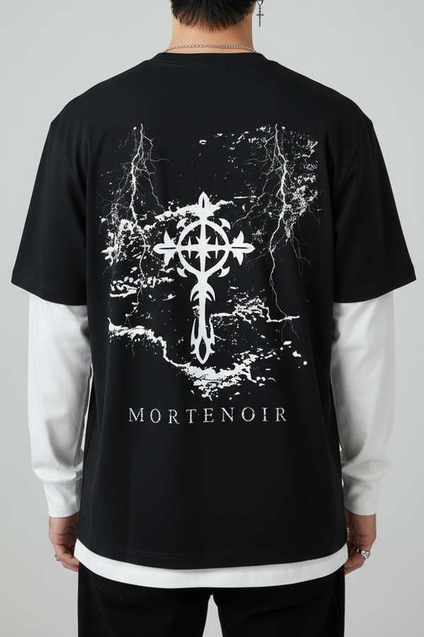 Layered Contrast Sleeve T-Shirt Back View