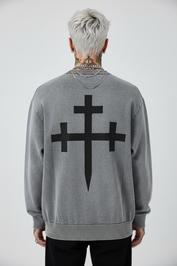 Mineral Wash Sweater Back Mockup