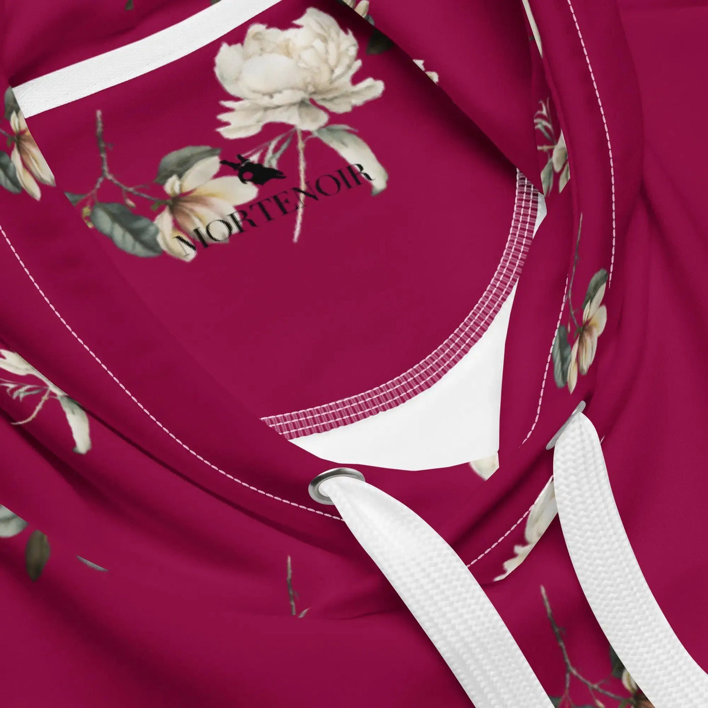 MorteNoir ANXIETY Crimson Floral Hoodie - Unisex Burgundy - MorteNoir