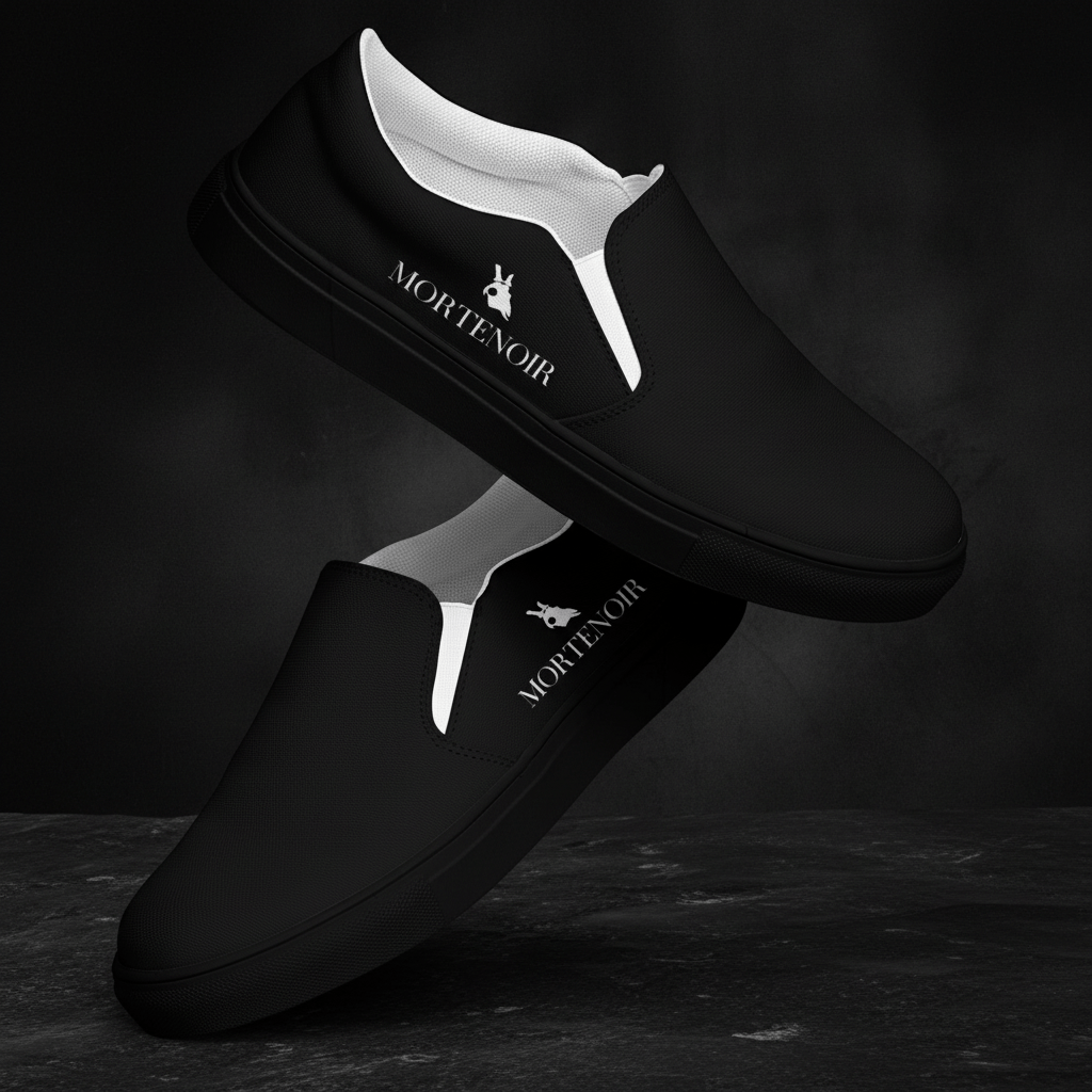MorteNoir Phantom Slip - On Canvas Shoes - Effortless Men's Black Sneakers - MorteNoir