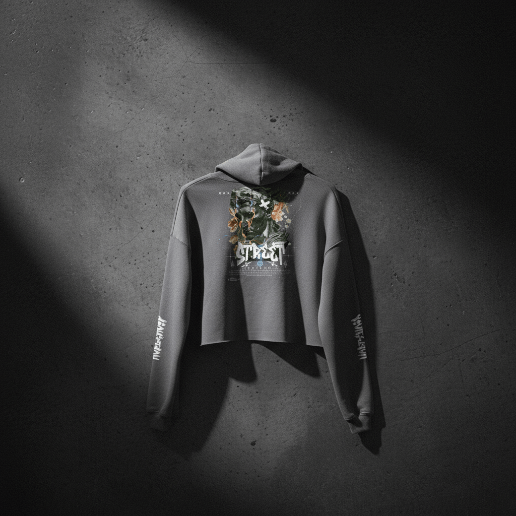 MorteNoir STREET Raven Crop Hoodie - Premium Cotton Streetwear - MorteNoir