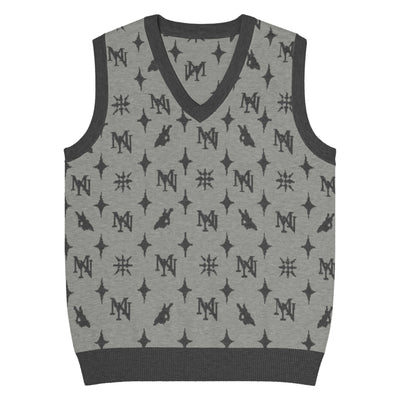 MorteNoir Midnight Knit V - Neck Vest - Dark Streetwear Essential - MorteNoir