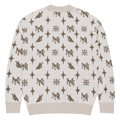 MorteNoir Shadow Knit Cardigan - Jacquard Cotton Blend Streetwear - MorteNoir