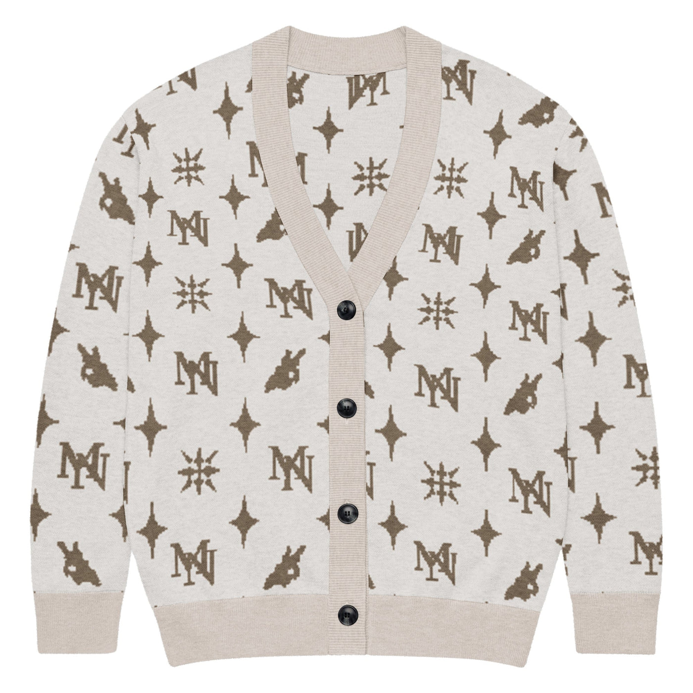 MorteNoir Shadow Knit Cardigan - Jacquard Cotton Blend Streetwear - MorteNoir