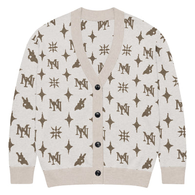 MorteNoir Shadow Knit Cardigan - Jacquard Cotton Blend Streetwear - MorteNoir