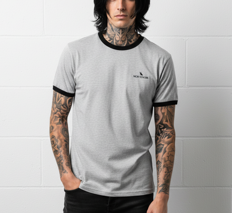 MorteNoir Noir Ringer Tee Front View