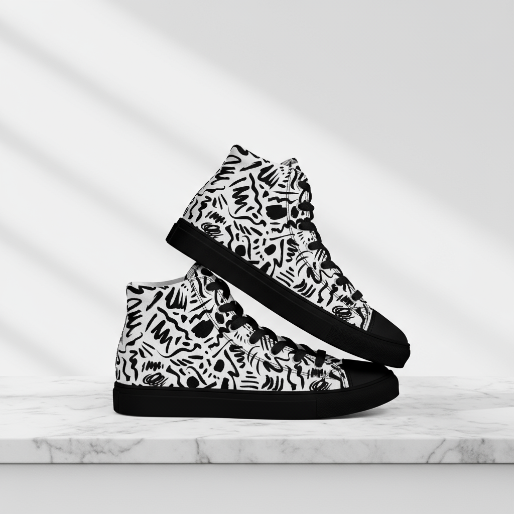 MorteNoir Raven High Top Canvas Shoes - Side View