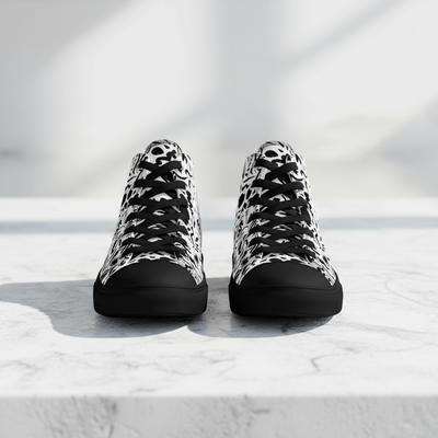 MorteNoir Raven High Top Canvas Shoes - White Stone Mockup