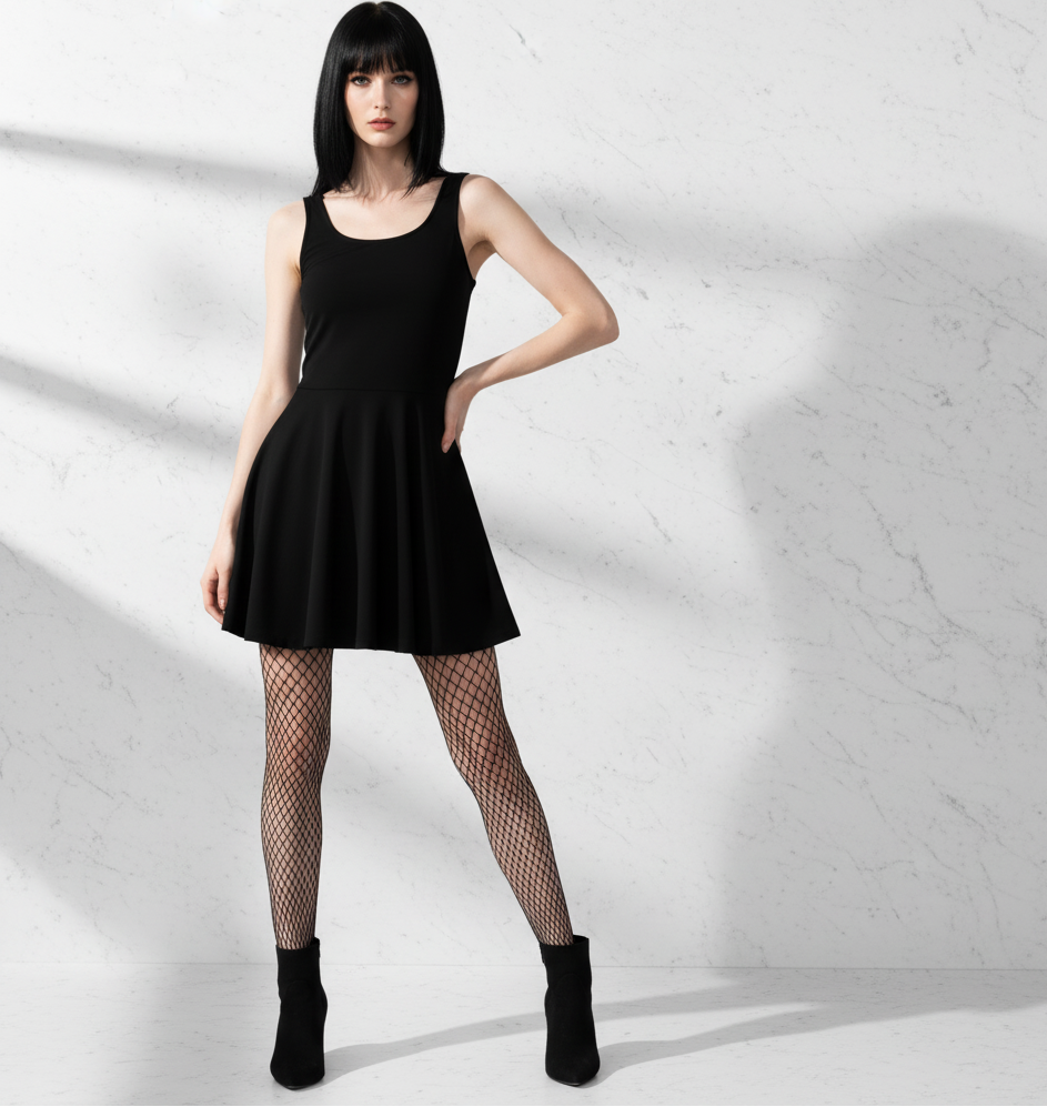 MorteNoir Skater Dress - Plain Black