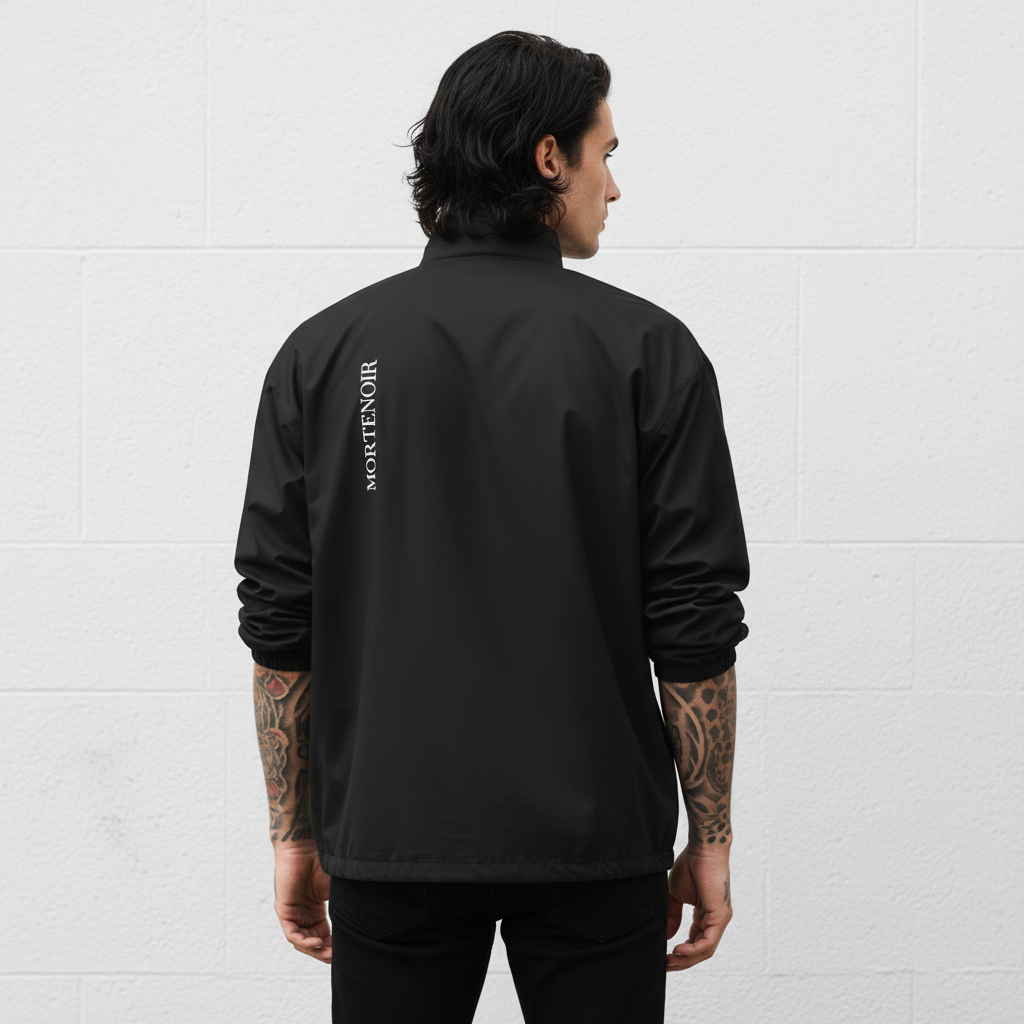 MorteNoir Storm Windbreaker - Male Back View (Adjusted Hair Length)
