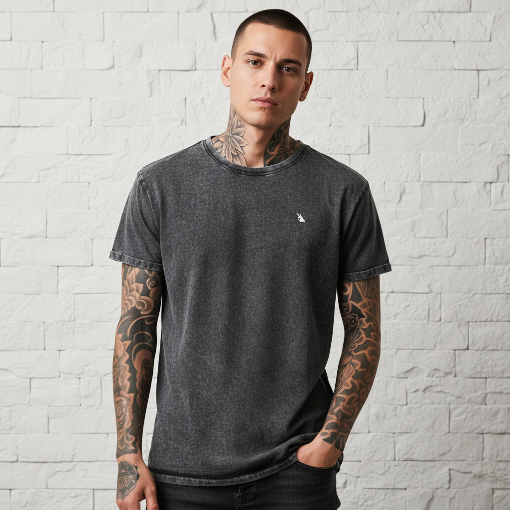 MorteNoir STREET Noir Denim Tee - Front View