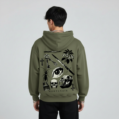 Olive green hoodie back view