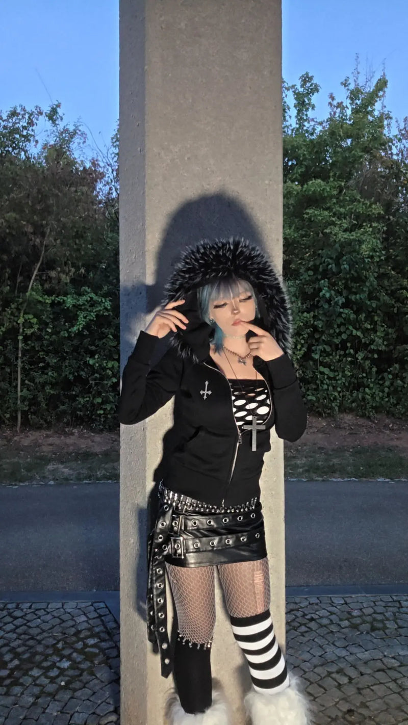 Vexen Fur Hoodie, UGC, Gothic, Fur, Black hoodie by MorteNoir