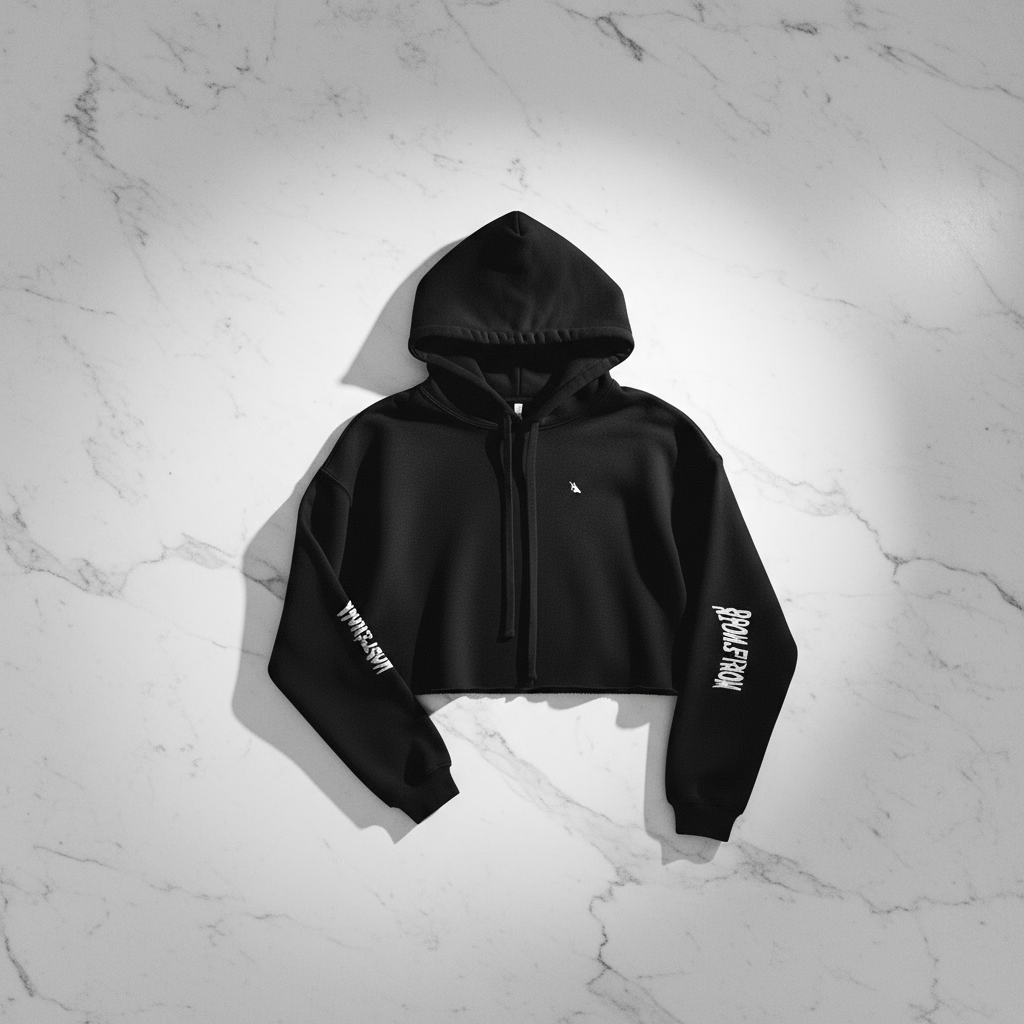 Raven Crop Hoodie Flat Lay