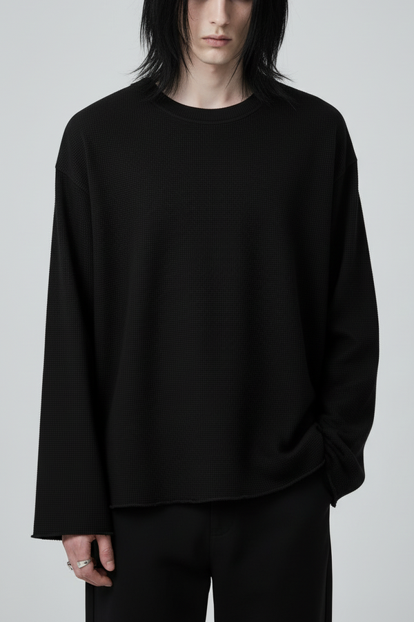 Raw Edge Tee — Hand in Pocket