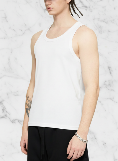 Side view with white tank top