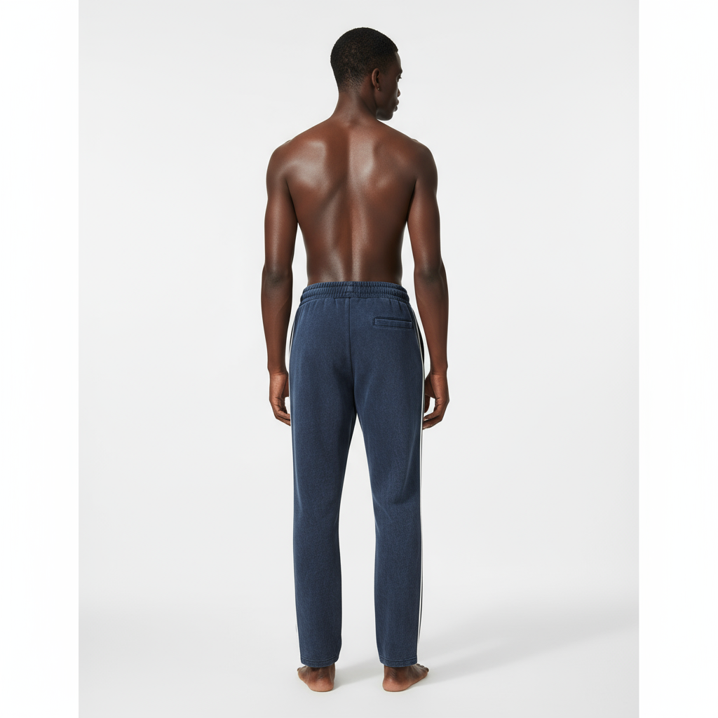 Snow Washed Contrast Tape Sweatpants - Blue Back