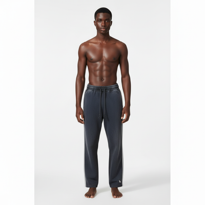 Snow Washed Contrast Tape Sweatpants - Blue Front