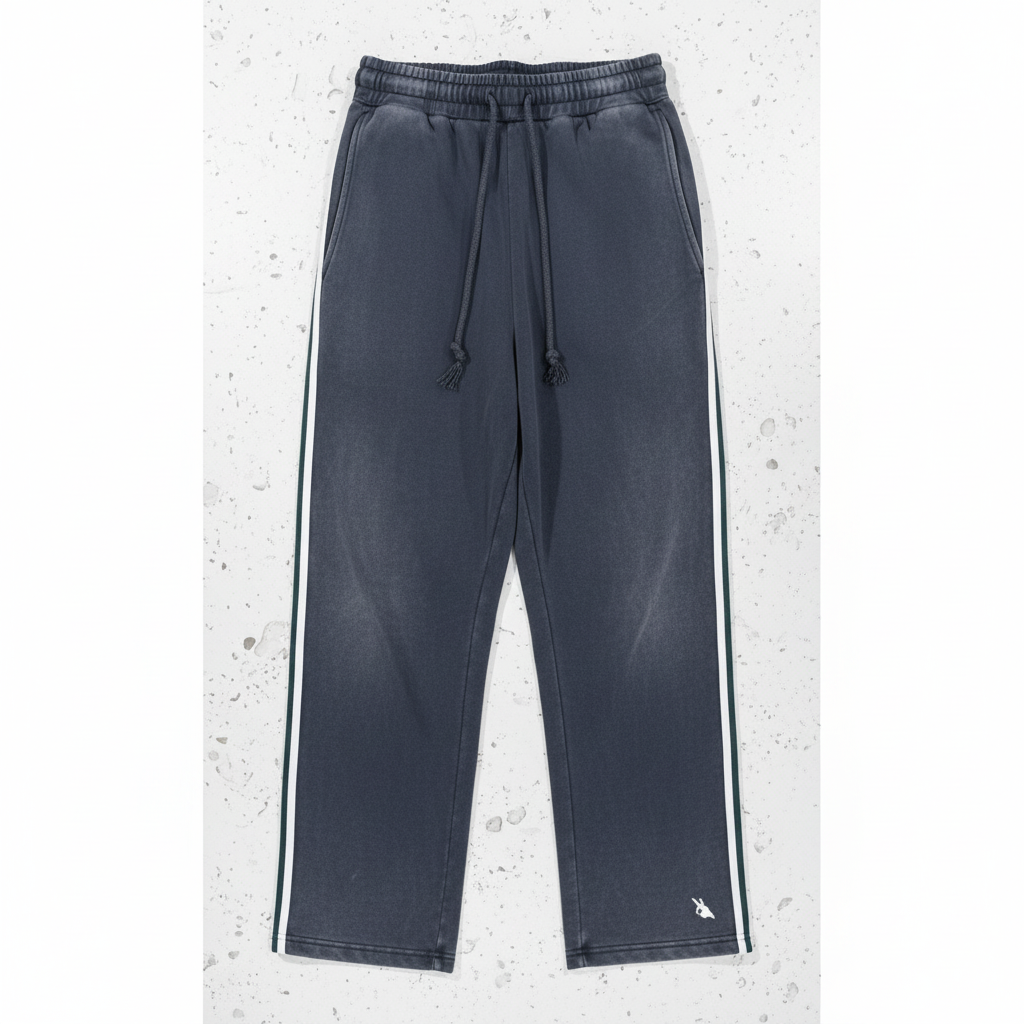 Snow Washed Contrast Tape Sweatpants Front View