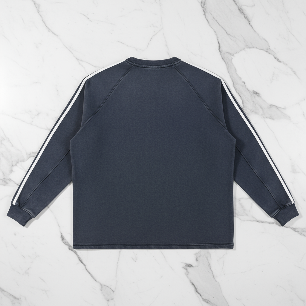 Snow Washed Contrast Tape Sweatshirt Back View