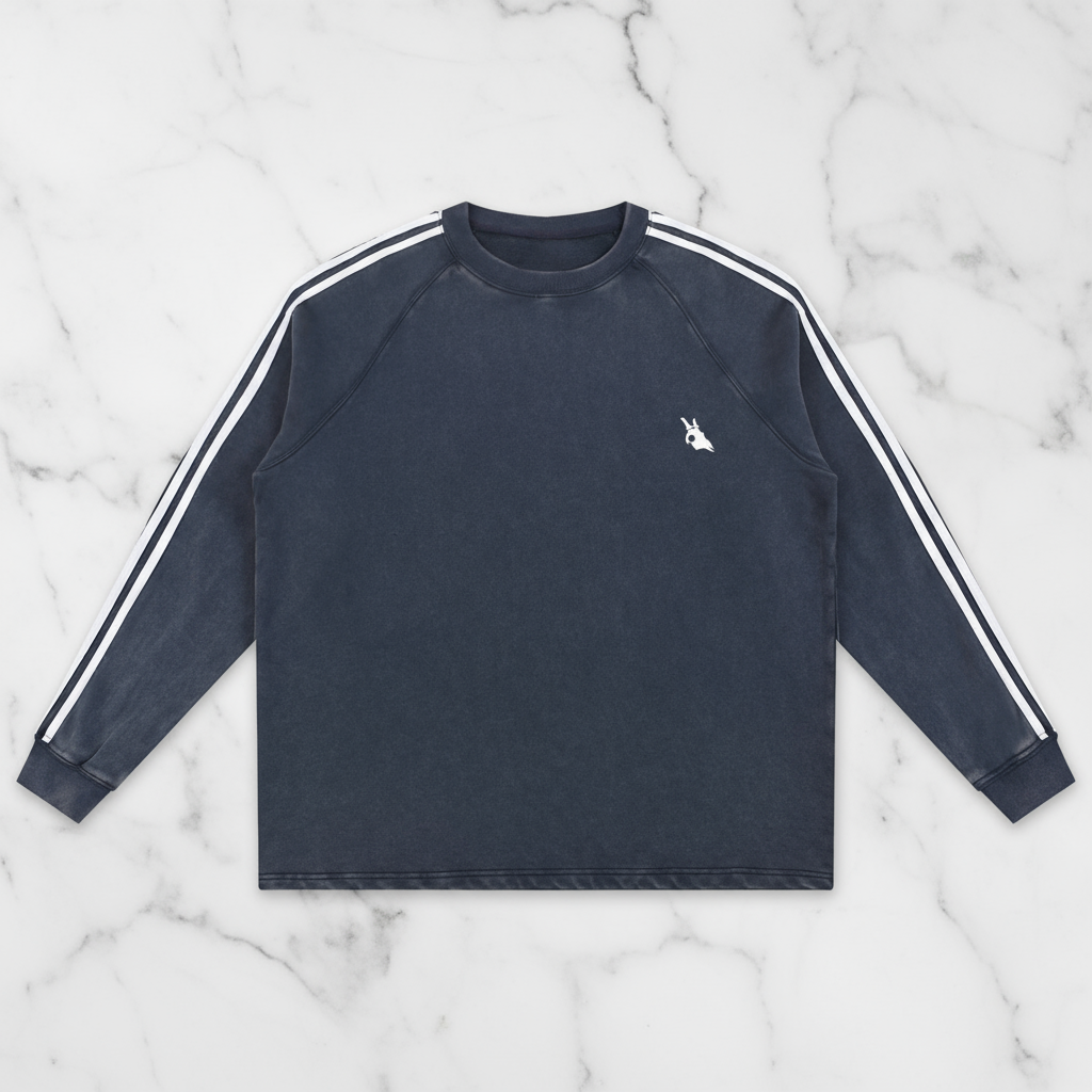 Snow Washed Contrast Tape Sweatshirt Front View