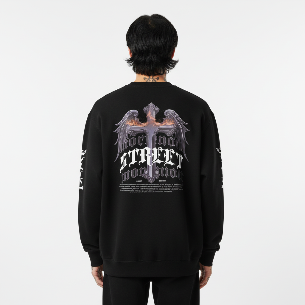 STREET Oversized Heavyweight Sweatshirt - Male Model Back View