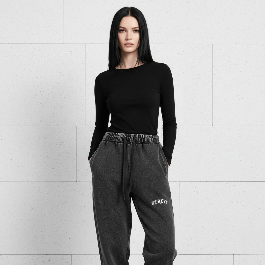 STREET Snow Wash Jogged Sweatpants - Female Front View