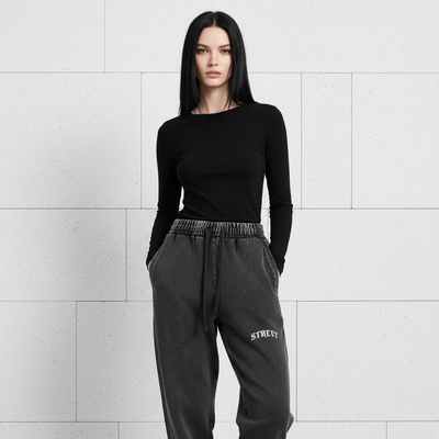 STREET Snow Wash Jogged Sweatpants - Female Front View