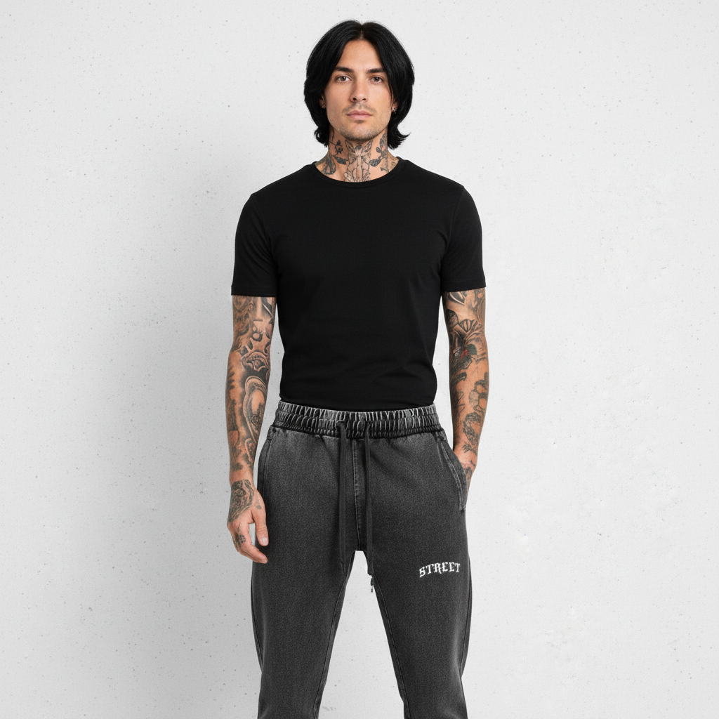 STREET Snow Wash Jogged Sweatpants - Male Front View