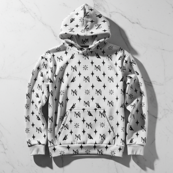 Veil Print Hoodie Flat Lay