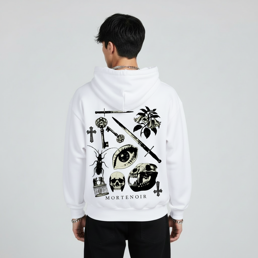 White hoodie back view