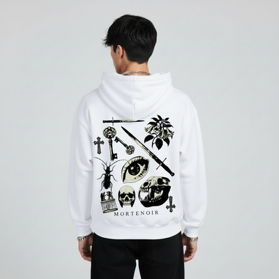 White hoodie back view