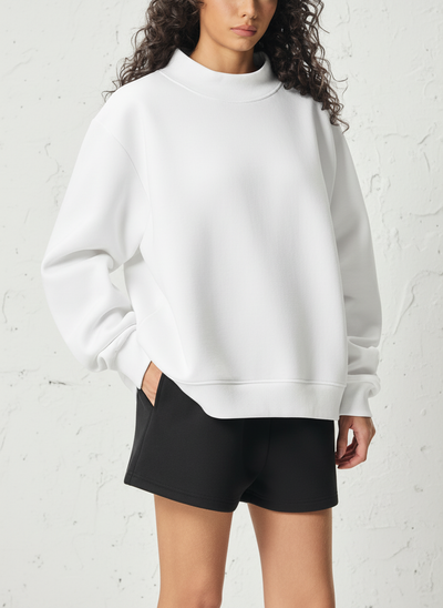 White sweatshirt - front view